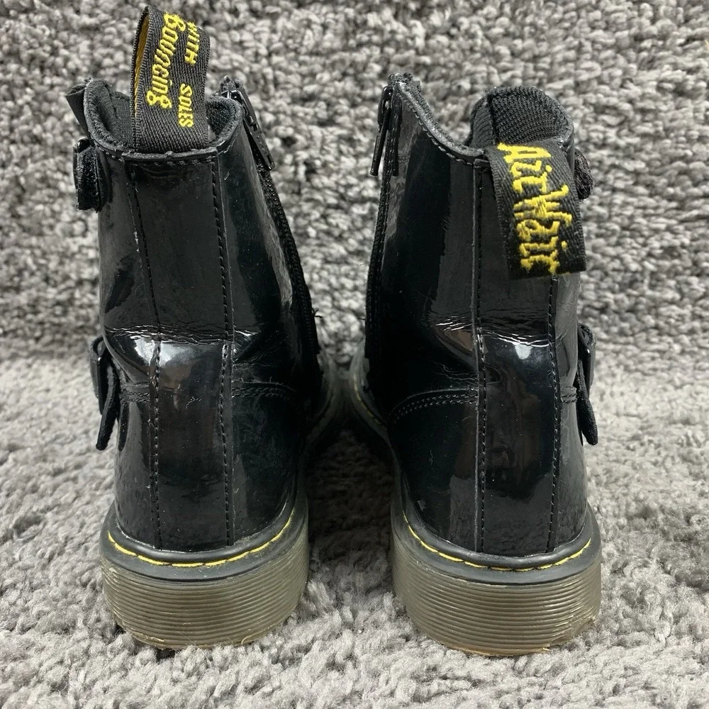 Dr. Martens Blip Junior Patent Leather Black Biker Boots Size US 3 EU 34